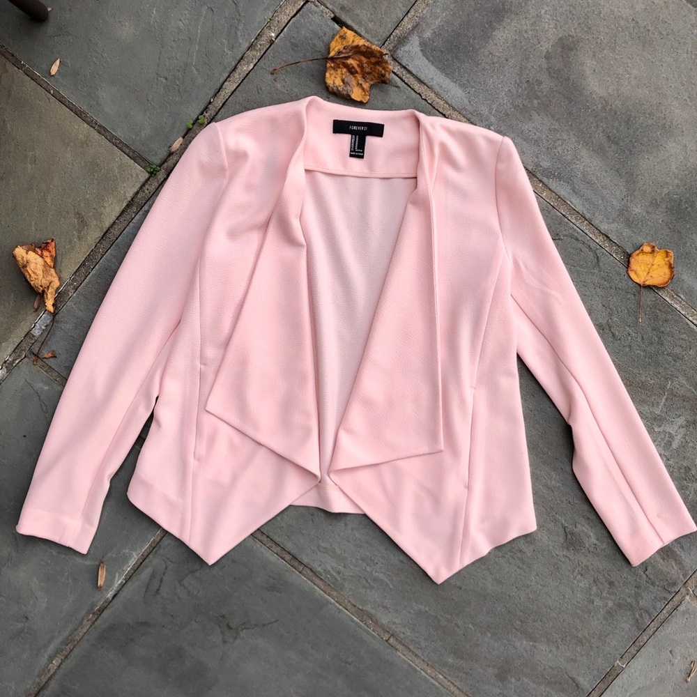 Blush open front slim fit blazer